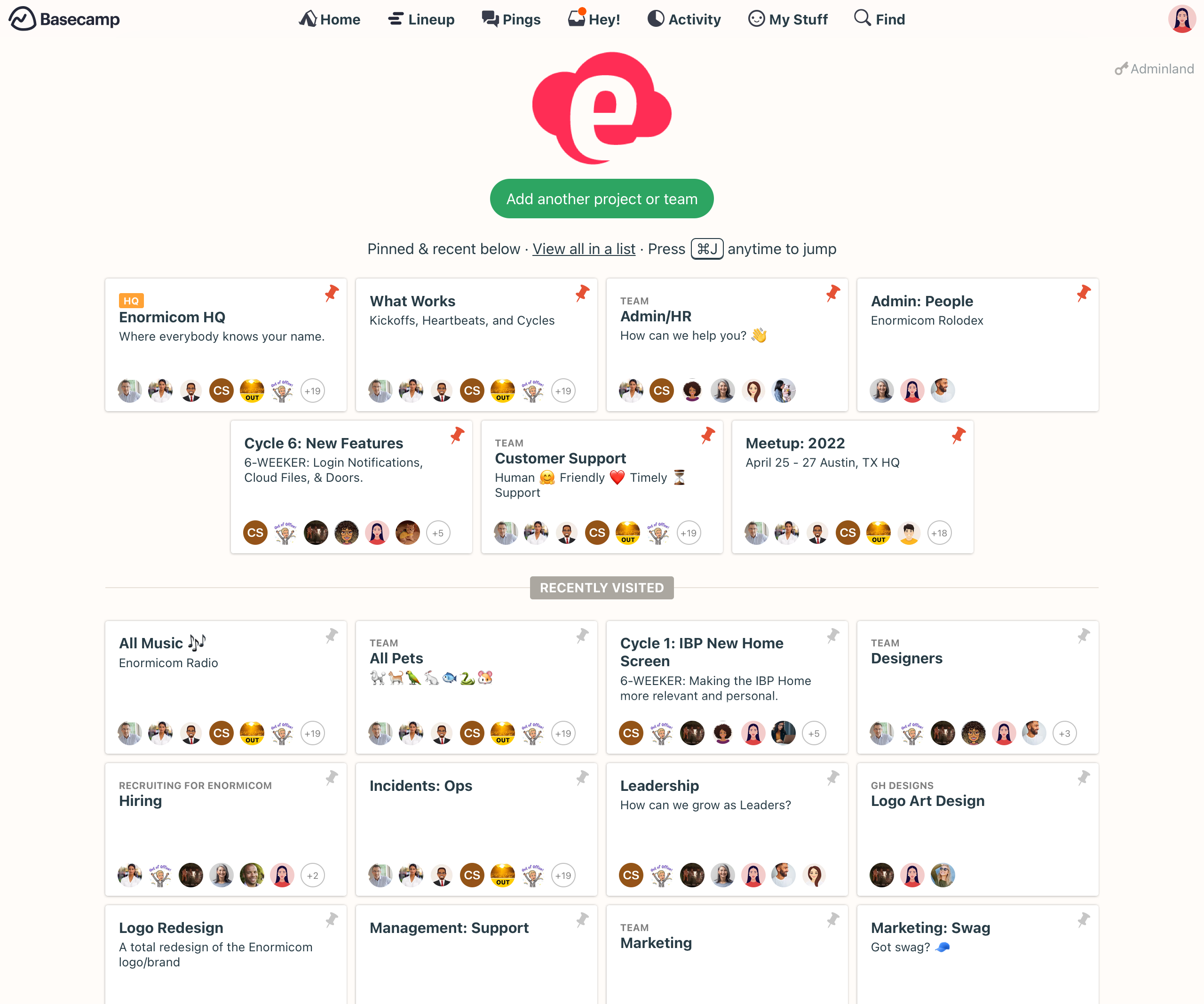 Screenshot of app Basecamp3